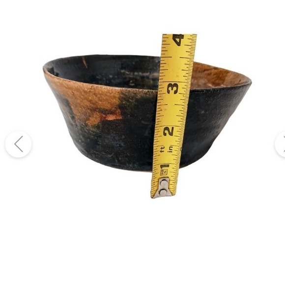 Pottery Bowl Neutral Earthy Browns Half Half Dip Glazed Signed Artisan Vintage - Picture 11 of 12